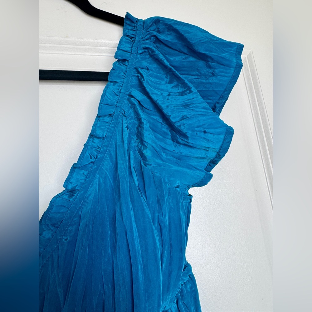 NWT! J. Crew Palermo dress in viscose-blend crinkle, Nordic Sea Blue, Size Small - Picture 6 of 16